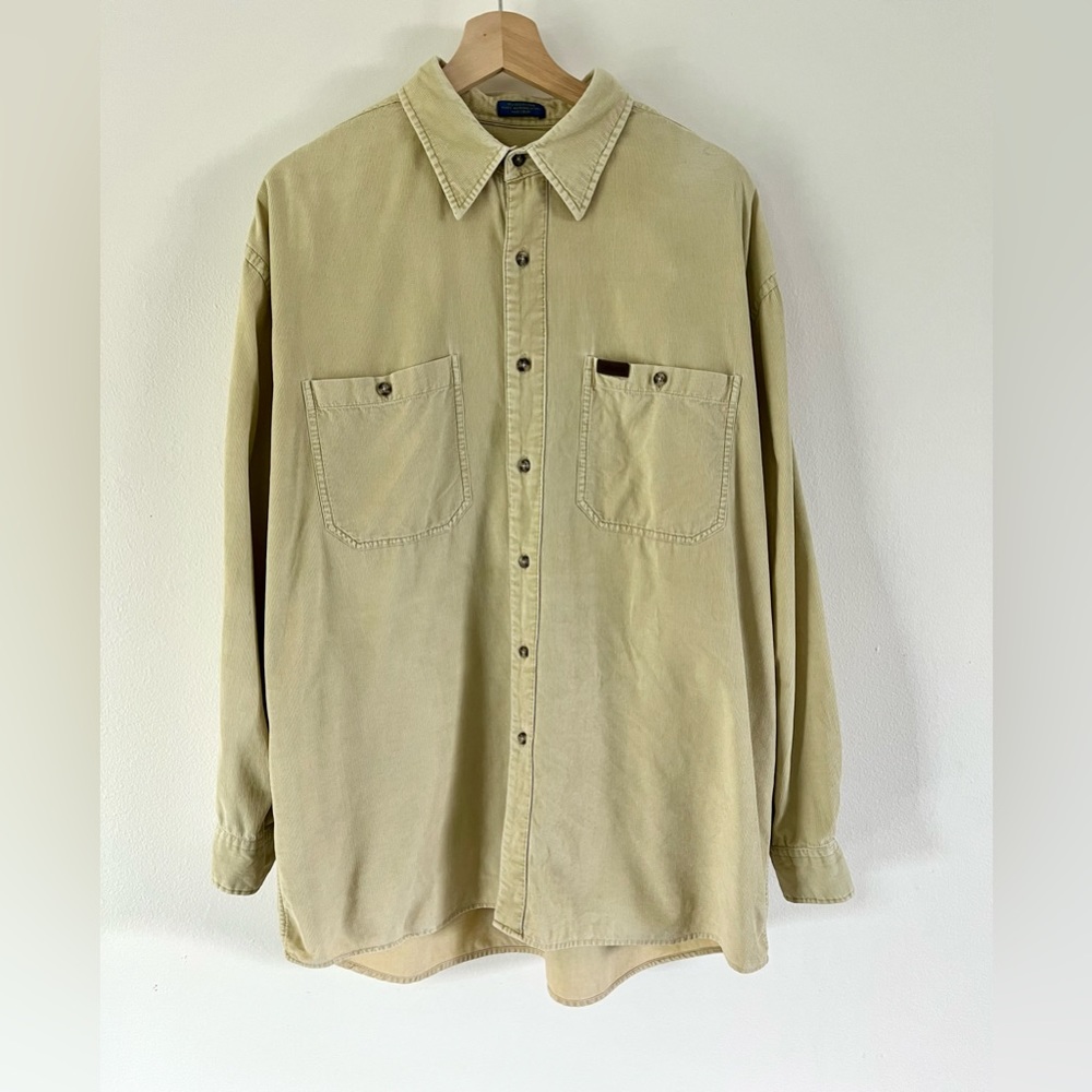 Vintage Pendleton Corduroy Light Yellow Size Large Button Down Collared Shirt